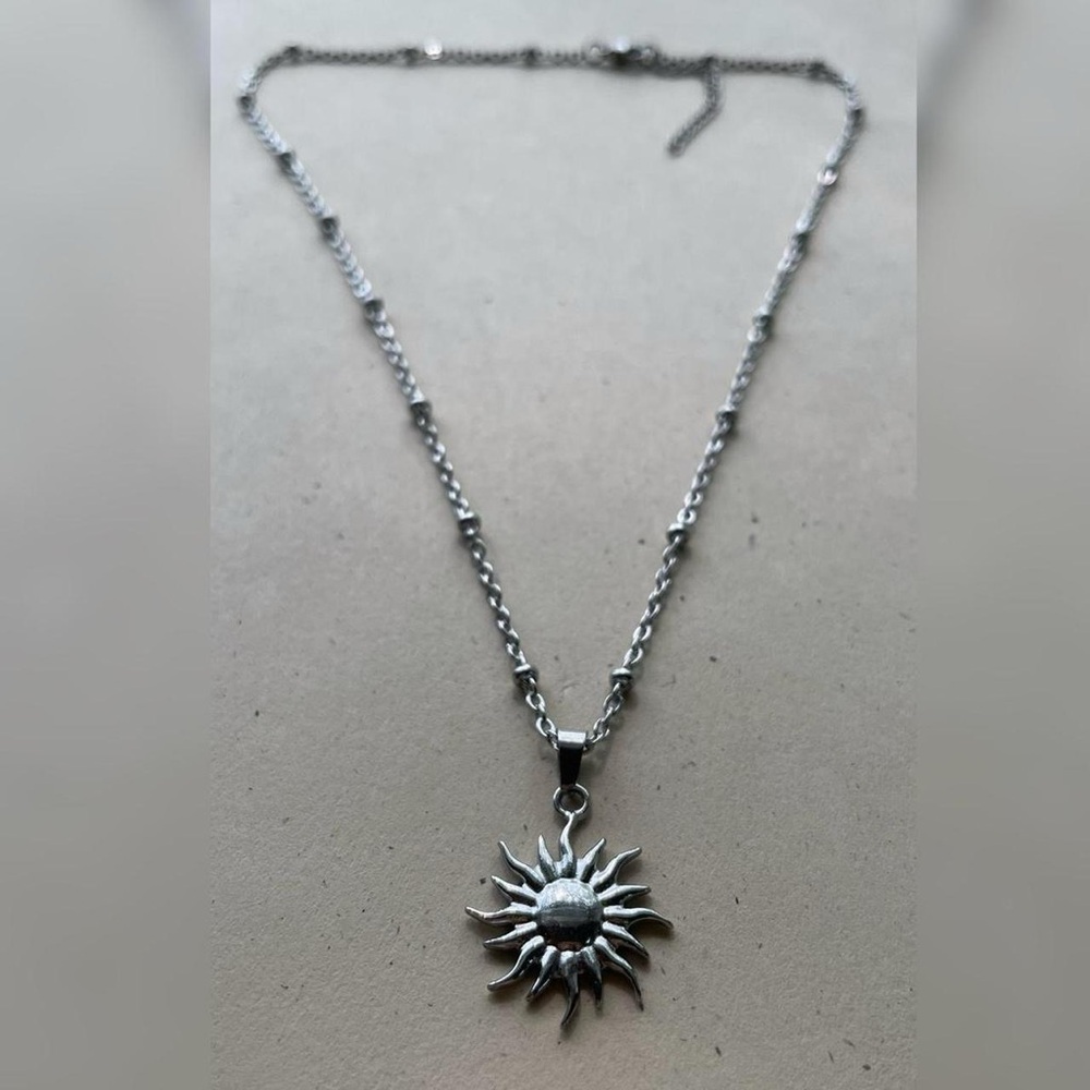Silver Sun Pendant Necklace - Picture 4 of 5
